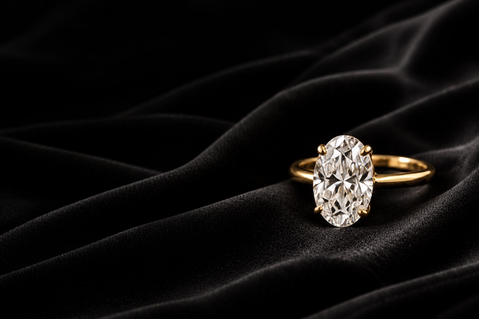 D'Seo oval solitaire ring on black velvet
